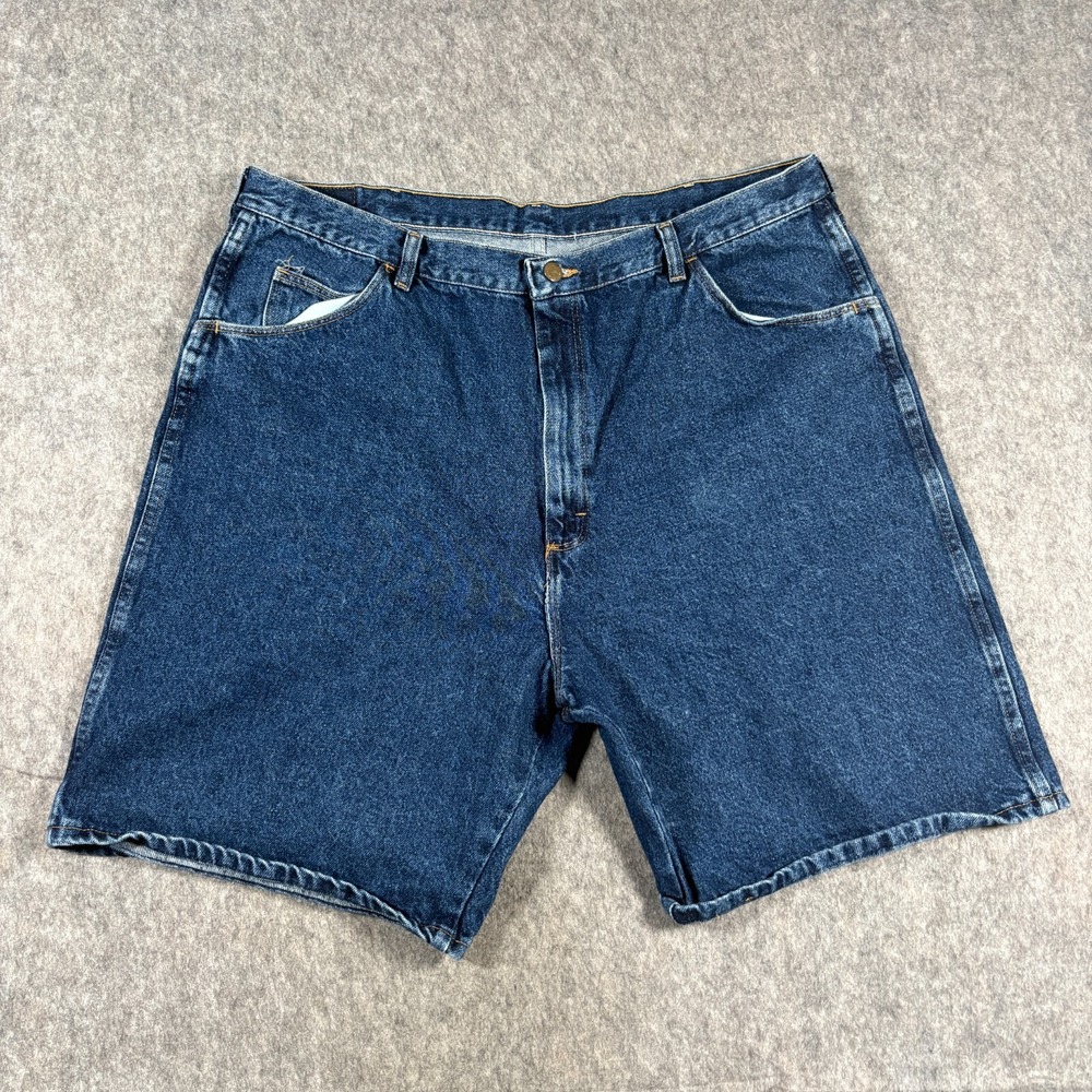 Wrangler Men's Bermuda Jean Shorts Size 42 Dark Wash Blue Denim Relaxed Fit